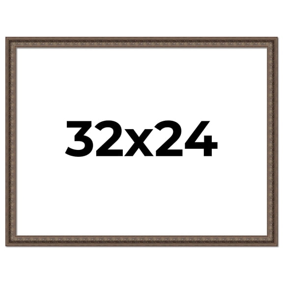 32x24 Ornate Brown Real Wood Picture Frame Width 1.5 Inches | Interior Frame Depth 0.5 Inches |