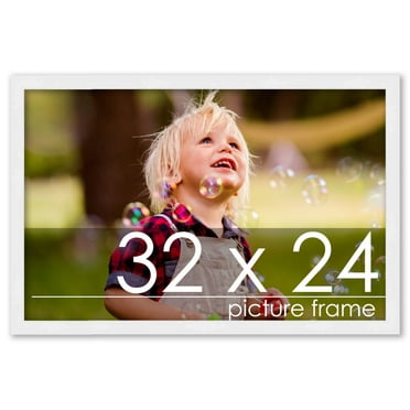 32x24 White Wood Picture Frame - UV Acrylic, Foam Board Backing, Hanging Hardware