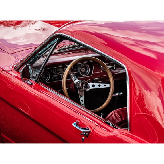 32x24in Coated Paper Ford Mustang red cockpit Oldtimer Ebern 2019