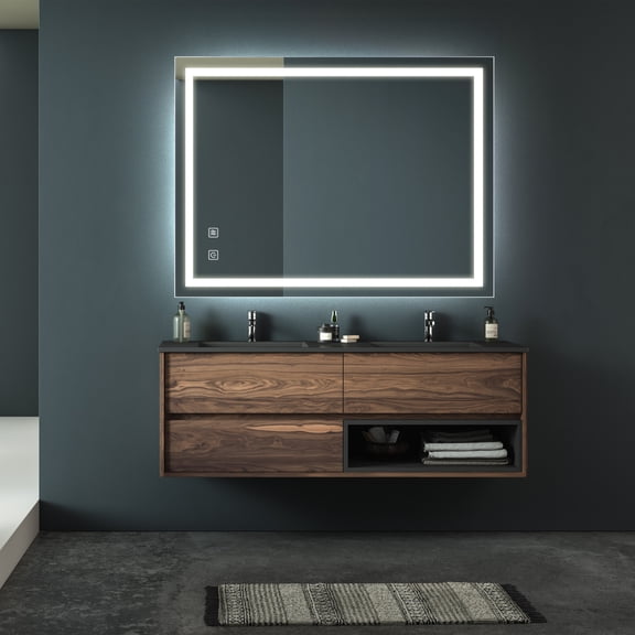 32x24inch Vanity Mirror with Lights, Bathroom Mirror with Focused Backplane, High Lumen,Dimmable Touch,Wall Switch Control, Anti-Fog ,CRI 95 Adjustable 3000K-4500K-6000K ,IP54 Waterproof