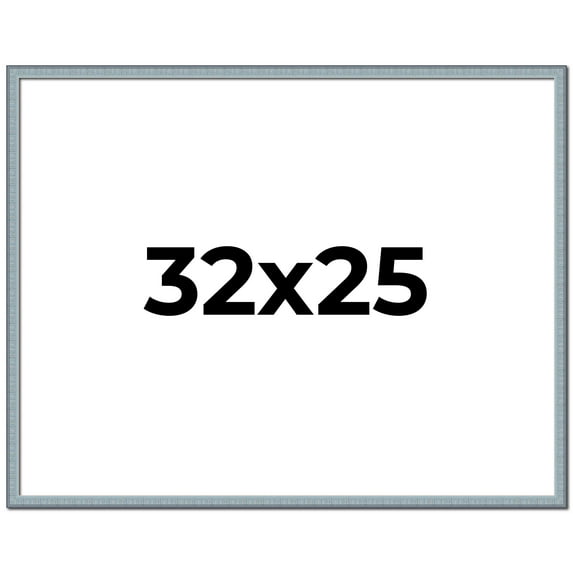 32x25 Frame Blue Scuffed Farm Board Solid Wood Picture Frame Width 0.75 Inches | Interior Depth 0.5
