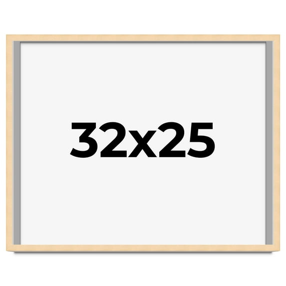 32x25 Frame Natural Wood Picture Frame | 0.75 Inch Moulding Width | with UV Acrylic Plexiglass,