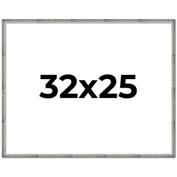 32x25 Frame Silver Grey Distressed Solid Wood Picture Frame | 0.75 Inch Moulding Width | Interior