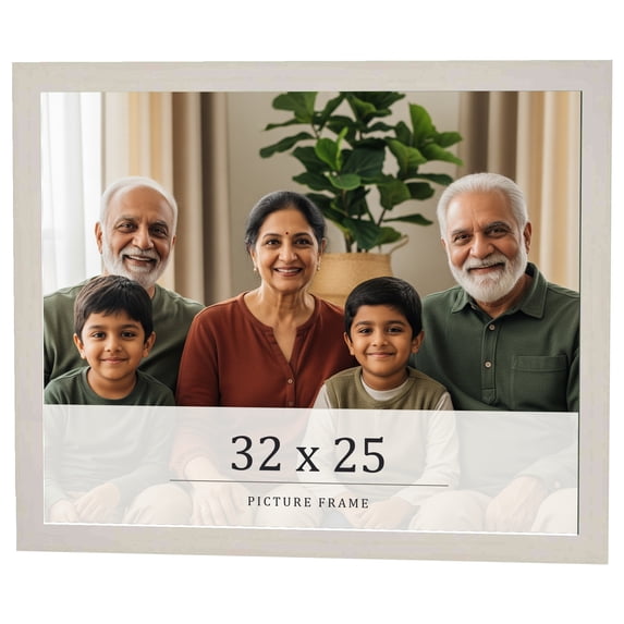 32x25 Frame White Wheat Solid Wood Picture Frame | Moulding Width 0.75 Inches | Interior Depth 0.5