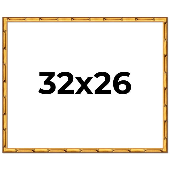 32x26 Frame Gold Bamboo Solid Wood Picture Frame | 1 Inch Moulding Width | Interior Frame Depth
