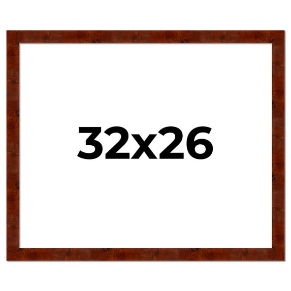 32x26 Walnut Brown Veneer Real Wood Picture Frame Width 1.75 inches | Interior Frame Depth 0.5