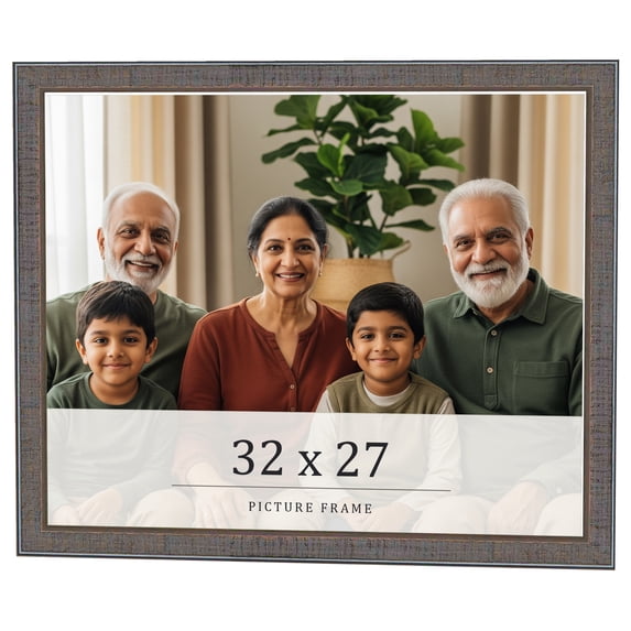 32x27 Frame Blue Kingsley Pewter Solid Wood Picture Frame Width 0.75 Inches |Interior Depth 0.5