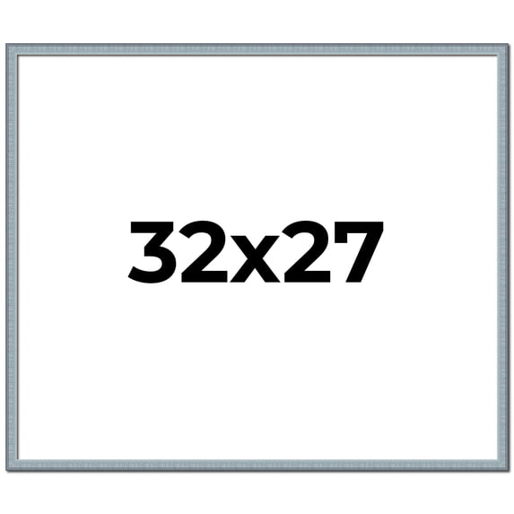 32x27 Frame Blue Scuffed Farm Board Solid Wood Picture Frame Width 0.75 Inches | Interior Depth 0.5