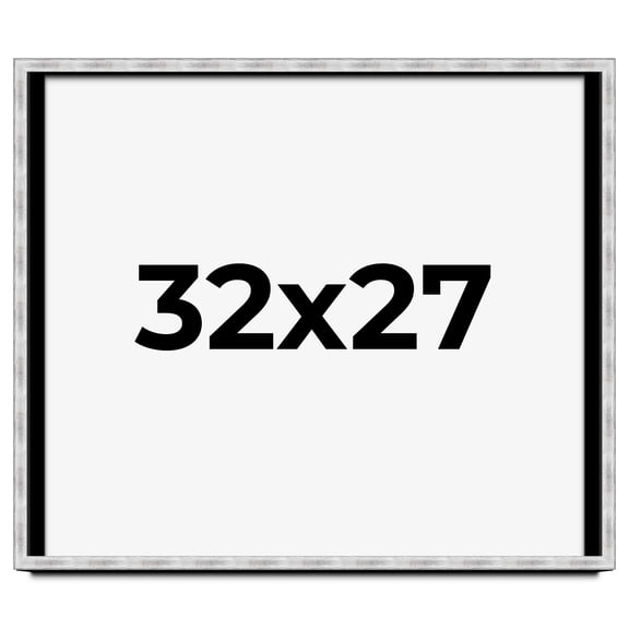 32x27 Frame Brushed Silver Solid Wood Picture Frame | 0.75 Inch Moulding Width | Rabbet Depth 0.75