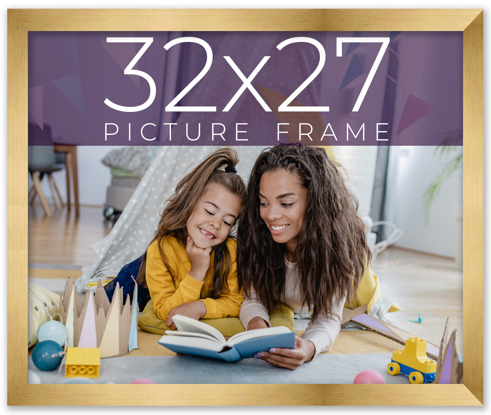 32x27 Math 32x27 Frame Gold Bronze Solid Wood Picture Frame Width 0.75 Inches ...