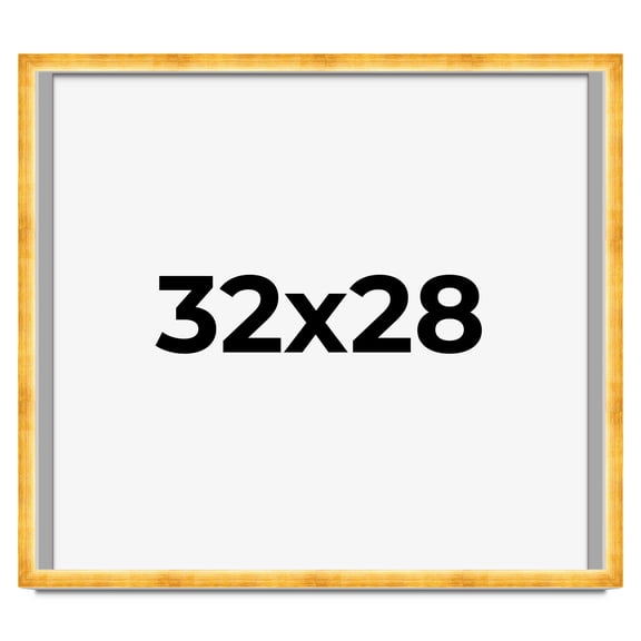32x28 Shadow Box Frame Gold | 1.625 Inches Deep Real Wood Traditional Shadowbox Display Frame | UV