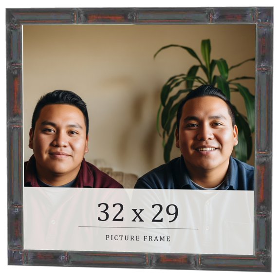 32x29 Frame Brown Bamboo with Dark Coffee/Walnut Finish | Solid Wood Picture Frame Width 0.75