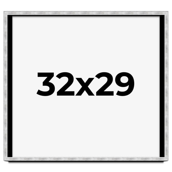32x29 Frame Brushed Silver Solid Wood Picture Frame | 0.75 Inch Moulding Width | Rabbet Depth 0.75