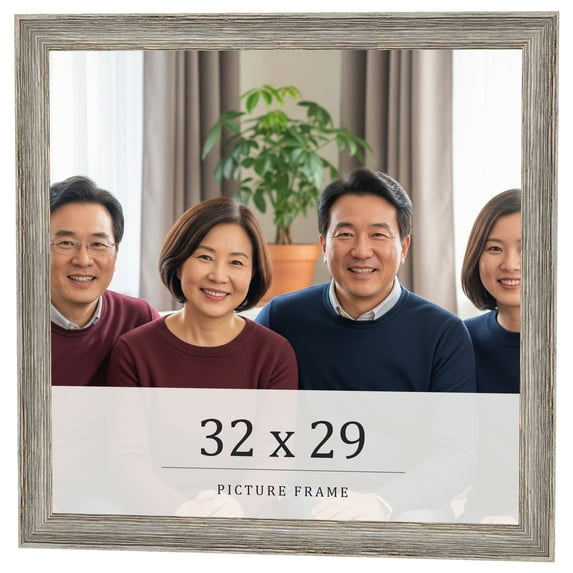 32x29 Frame Grey Solid Wood Picture Frame Width 1 Inches | Interior Frame Depth 0.5 Inches |