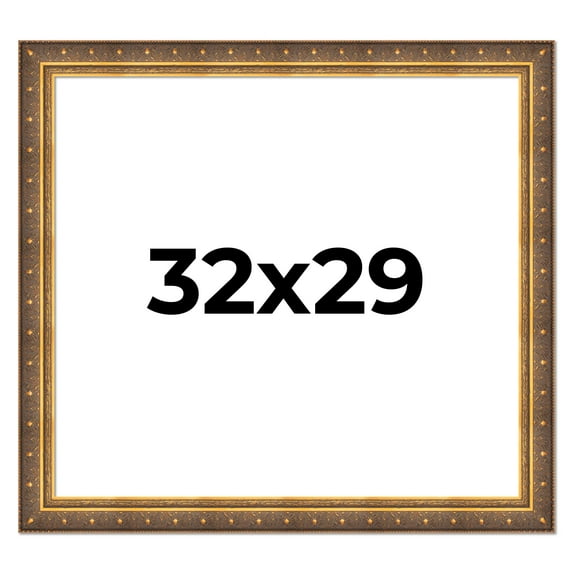 32x29 Frame Vintage Gold Solid Wood Picture Frame | 2.5 Inch Moulding Width | Ornate Bronze Museo
