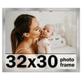 thumbnail image 1 of 32x30 Frame Silver Stainless Steel Solid Wood Picture Frame | 0.75 Inch Moulding Width | Includes, 1 of 8