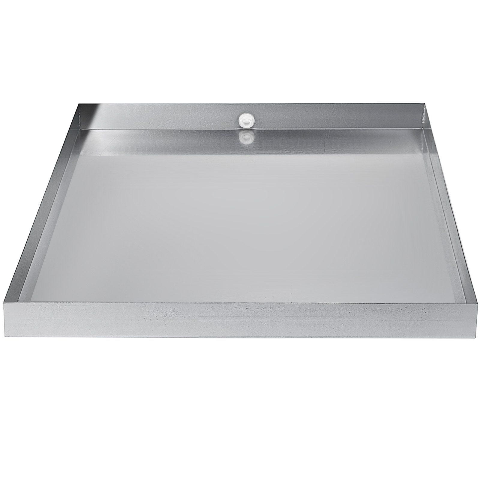 32x30x2.5 Inch Heavy Duty Washing Machine Pan, 18 GA Galvanized Steel Washer Drip Tray with Drain Hole & Hose Adapter, Leak Proof