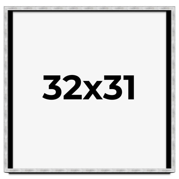 32x31 Frame Brushed Silver Solid Wood Picture Frame | 0.75 Inch Moulding Width | Rabbet Depth 0.75