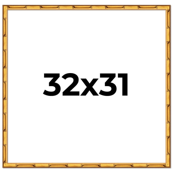 32x31 Frame Gold Bamboo Solid Wood Picture Frame | 1 Inch Moulding Width | Interior Frame Depth