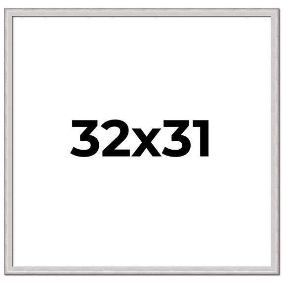 32x31 Frame Silver Inner Slope Bevel Picture Frame | 1 Inch Moulding Width | 0.75 Inch Rabbet Depth