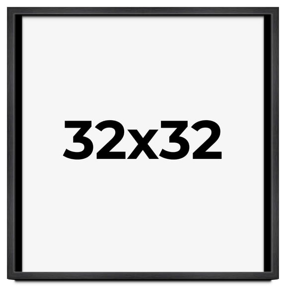 32x32 Frame Black Charcoal Grey Wood Textured Picture Frame | 0.75 Inch Moulding Width | Gunmetal