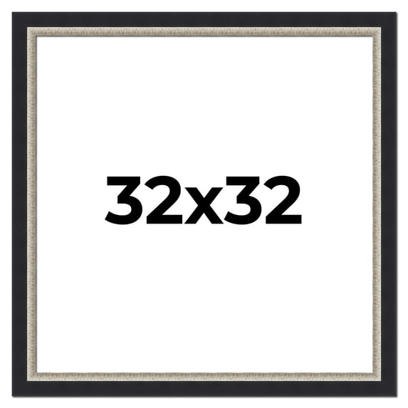 32x32 Frame Black Real Wood Picture Frame Width 2.25 Inches | Interior Frame Depth 0.5 Inches |