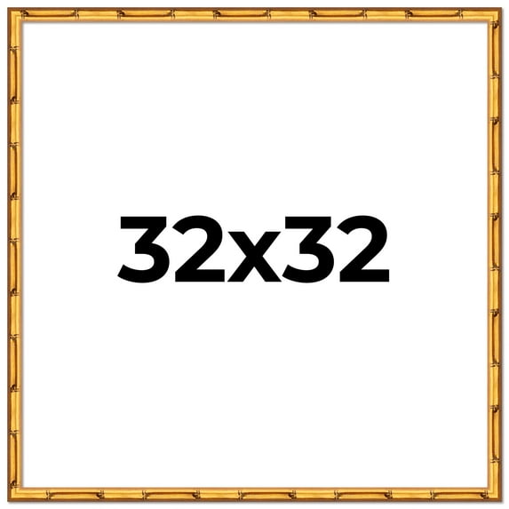 32x32 Frame Gold Bamboo Solid Wood Picture Frame | 1 Inch Moulding Width | Interior Frame Depth