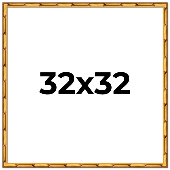 32x32 Frame Gold Bamboo Solid Wood Picture Frame | 1 Inch Moulding Width | Interior Frame Depth
