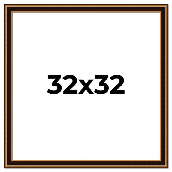 32x32 Frame Gold Brown Plein Air Vintage Solid Wood Picture Frame | 1.75 Inches Moulding Width |