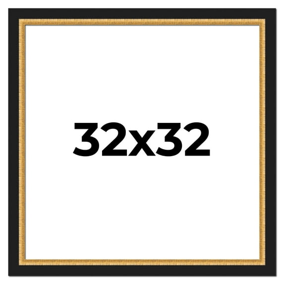 32x32 Frame Gold Real Wood Picture Frame Width 2.25 Inches | Interior Frame Depth 0.5 Inches |