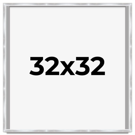 32x32 Frame Silver Whitewashed Wood Grain Solid Wood Shadow Box | 0.75 Inch Moulding Width | 0.75