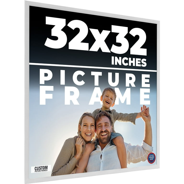 32x32 Frame White Solid Wood Picture Frame Includes UV Acrylic
