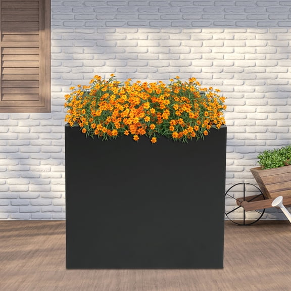 32x32 Large Steel Planter Box Black Outdoor Indoor Square Garden Container