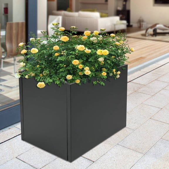 32x32 Large Steel Planter Box Black Outdoor Indoor Square Garden Container