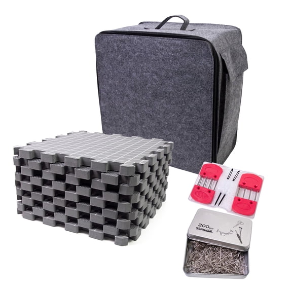 32x32cm Knitting Blocking Mat Set with 8 Knit Blocking Combs 200 T Pin and 2 Sewing Needle For Granny Square Making