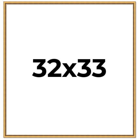 32x33 Frame Beaded Gold Solid Wood Picture Frame | 0.75 Inches Moulding Width | Liscio Oro