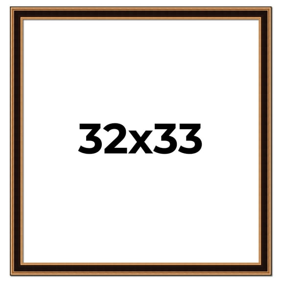 32x33 Frame Gold Brown Plein Air Vintage Solid Wood Picture Frame | 1.75 Inches Moulding Width |