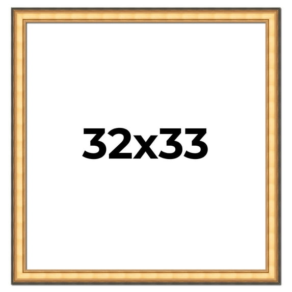 32x33 Frame Gold Plein Aire Solid Wood Picture Frame Width 2 Inches | Interior Frame Depth 0.5