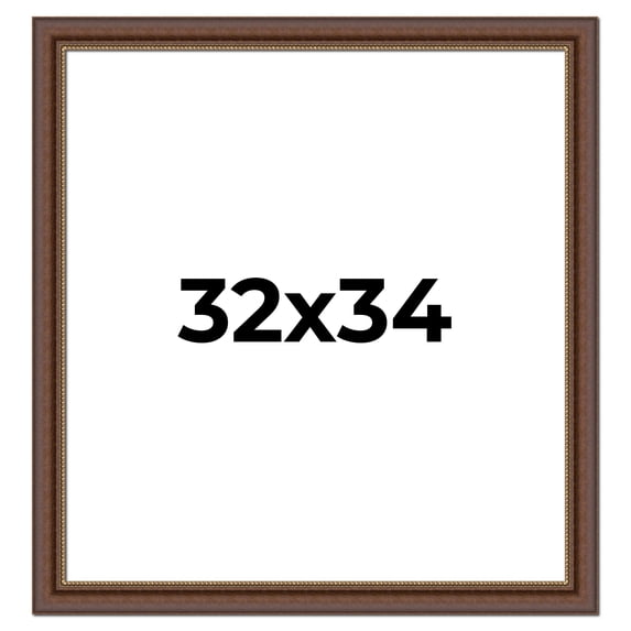 32x34 Copper and Brown Real Wood Picture Frame Width 2 inches | Interior Frame Depth 0.5 inches |