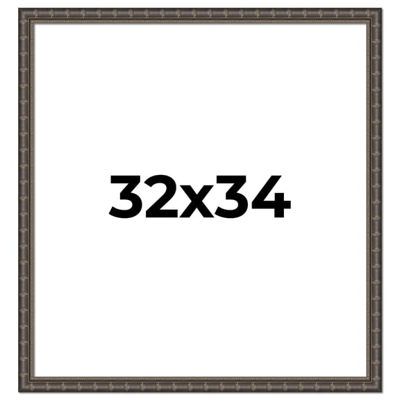 32x34 Frame Black Bamboo Solid Wood Picture Frame Width 1.5 Inches | Interior Frame Depth 0.5