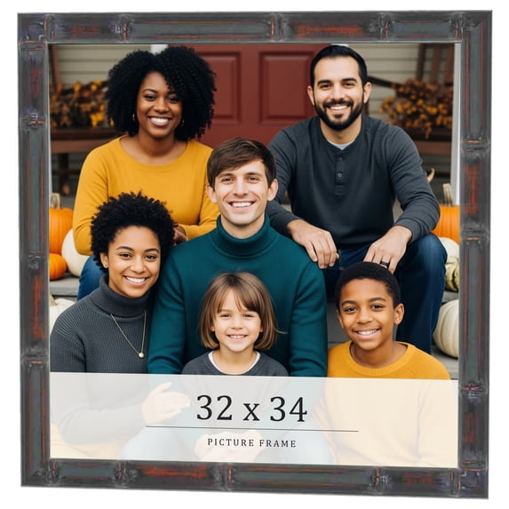 32x34 Frame Brown Bamboo with Dark Coffee/Walnut Finish | Solid Wood Picture Frame Width 0.75