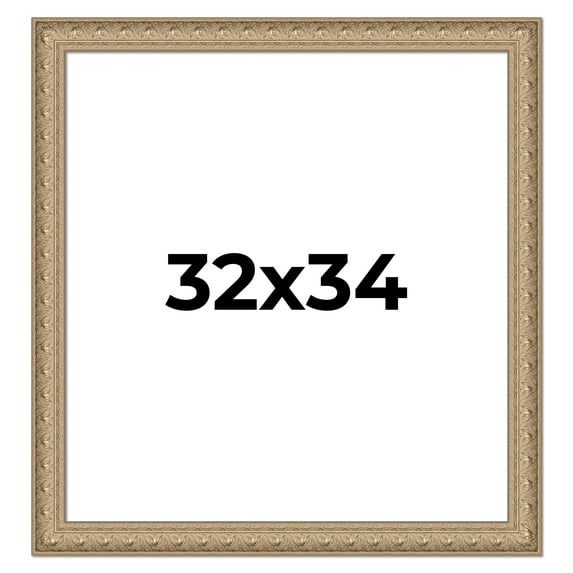 32x34 Frame Ornate Silver Beaded Solid Wood Picture Frame Width 2.5 Inches | Interior Depth 1