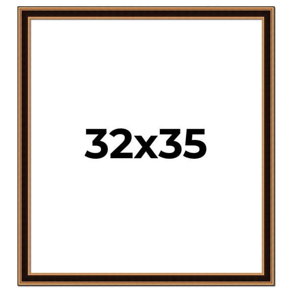 32x35 Frame Gold Brown Plein Air Vintage Solid Wood Picture Frame | 1.75 Inches Moulding Width |