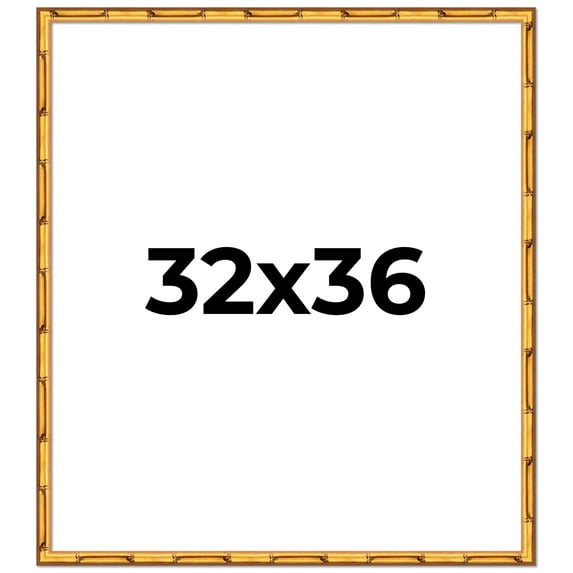32x36 Frame Gold Bamboo Solid Wood Picture Frame | 1 Inch Moulding Width | Interior Frame Depth