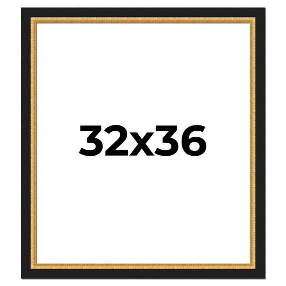 32x36 Frame Gold Real Wood Picture Frame Width 2.25 Inches | Interior Frame Depth 0.5 Inches |