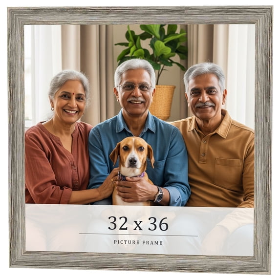 32x36 Frame Grey Solid Wood Picture Frame Width 1 Inches | Interior Frame Depth 0.5 Inches |