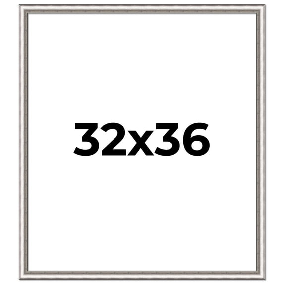 32x36 Frame Silver Real Wood Picture Frame Width 1.25 Inches | Interior Frame Depth 0.5 Inches |