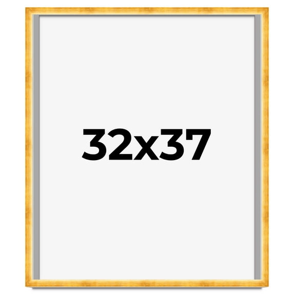 32x37 Shadow Box Frame Gold | 1.625 Inches Deep Real Wood Traditional Shadowbox Display Frame | UV
