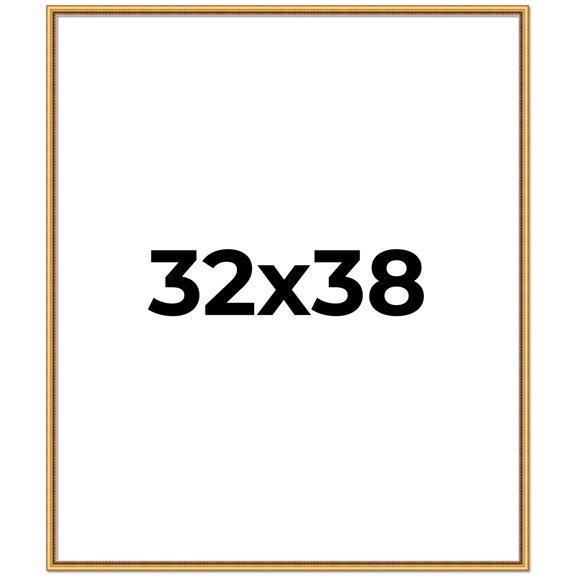 32x38 Frame Beaded Gold Solid Wood Picture Frame | 0.75 Inches Moulding Width | Liscio Oro