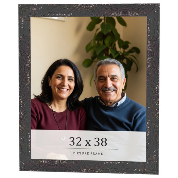 32x38 Frame Black Solid Wood Picture Frame Width 1.125 Inches | Interior Frame Depth 0.5 Inches |